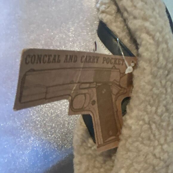 Cripple Creek Men’s L Brown Leather Jacket Sherpa Collar Conceal & Carry NWT - Picture 9 of 10